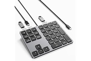 Tioleje Pavé Numérique avec câble USB, USB C Clavier Numérique Ergonomique Portatif Mini, Pavé de Calcul de Bureau 34 Touches pour Ordinateur Portable, Surface Pro, PC, iMac, iPad (Noir)