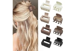 JUNE TECH 8 Pack Double Row Teeth Small Hair Claw Clips 1.6" Matte Hair Clips for Women Cute Claw Clips Set for Thin Hair Mini Accessories for Girls