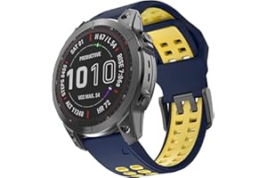 ISABAKE 22 mm Bracelets de Remplacement pour Fenix 7/Fenix 5 Plus/Fenix 5/Fenix 6/Fenix 6 Pro/Epix/Forerunner 935/945/Approach S60/Quatix 5, Bracelet Sport en Silicone Bicolore de 22mm,Hommes/Femmes