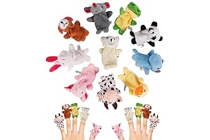 BABBBLISIO 10 Pcs Finger Puppets Animal finger puppet set Finger Puppets for Toddlers Puppets for Children small plush toy animal Mini Plush Figures Animal finger puppets Plush Finger stuffed toys for kids