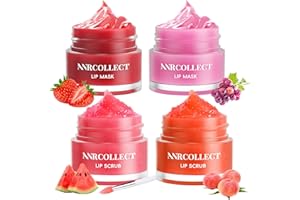 ANRCOLLECT ANRCOLLEC Gommage Levre & Lip Blam - soins pour les lèvres Kits de cuidado labial con exfoliante labial y mascarilla labial para dormir, set de hidratación labial para labios secos, pack de 4 unidades