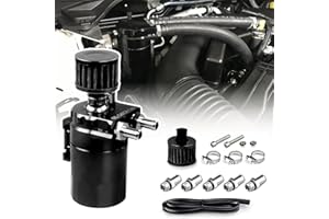 LCVTOS Oil Catch Can,Ölbehälter,300ml Aluminium Auto Reservoir Tank ,Universal Auto Tank Tank Kit,mit Luftfilter, Schlauch und sonstiges Zubehör (Schwarz)