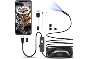Lovcoyo Endoscopio per Smartphone, Telecamera Endoscopica,Impermeabile Cavo Semirigido 10M, Sonda Telecamera Tipo C con 7.0MM, Fotocamera Con 6 luci LED Per Smartphone Android e Windows