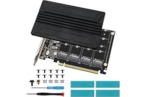 Quad M.2 PCIe 4.0/3.0 X16 Cad de expansión con disipador de Calor AYWHP 4 Puertos M.2 NVMe SSD a PCIE X16 M Clave Convertidor de Duro