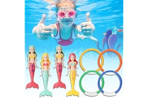 AOMANTIC SARL Juguetes de Buceo, 8 Piezas Anillos de Buceo, Juguetes de Buceo en Piscina, Juguetes para Nadar bajo el Agua, Juegos de Agua Verano Piscina, Juguete Acuático para Piscina, para Niños de 3+ Años