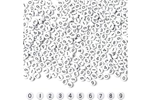VEYLIN JOFONY Acrylic Number Beads, 500Pcs Round White 4x7mm Acrylic Number Beads for Bracelets Jewelry Making Necklace Keychain DIY
