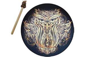 NANYACIV Owl Shamans Drum - Vegan Shaman Drum with Drum Stick,"Owl's Soul" Deep Bass Divine Tone Sound Siberian Drum, Music Spiritual Shaman Drum Handmade Decorative Crafts Gift for Music Lovers (1 Pack)