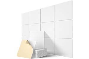 KUCHOOW Samoprzylepne panele akustyczne, 12 sztuk Ściana dźwiękochłonna o wysokiej gęstości do dekoracji ścian i leczenia akustycznego, Pianka akustyczna z fazowaną krawędzią (30x30x0,9cm)