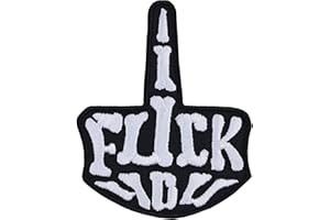 EXPRESS-STICKEREI MIDDLE FINGER Sew on Patch - F-K You Iron on Patches for Fighters, Boxers, Wrestlers, Bikers - Wildly Popular Embroidery Patch for Jackets, Jeans, Backpacks, Hats, Shirts - 80x65 mm