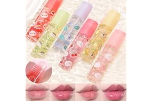 DENESTUP Set Di 6 Pezzi Di Lucidalabbra Al Gusto Di Frutta, Set Di Lucidalabbra per Bambini Olio per Labbra Carino per Ragazze, Lucido E Brillante, Non Tossico, Adatto Ai Bambini