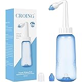 CROING (500ml bottiglia) Irrigatore Nasale Manuale per Lavaggi Nasali Neti lota per Irrigazione Nasale con due Beccucci