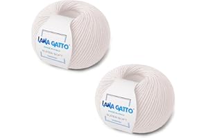KALAPANTA Ovillos, 100% Pura Lana Virgen Merino Extrafina de Lana Gatto, Made in Italy. Línea Super Soft, 100 g. 250 mt, (Crema, 2)