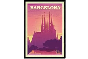 Nacnic Barcelona foil. Vintage style. Poster of the Sagrada Familia in color. Barcelona Ad Size A4