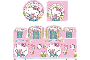 DecPtyTa Stoviglie per Feste di Compleanno Decorazioni Compleanno Piatti Tovaglioli Tovaglia,Adatto per 20 persone (G)