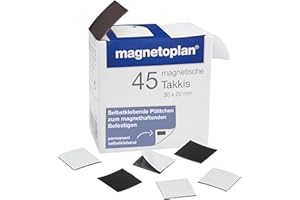 ‎MAGNETOPLAN magnetoplan Takkis im Spender, 45 Stk.| Magnetplättchen, selbstklebend | Flexibles Befestigen für Haushalt + Büro | Ideal als Magnet für Magnettafel | Magnetische Fotoecken selbstklebend | BxH 30x20mm