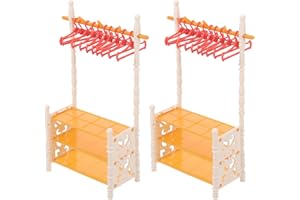 Totority 2 Juegos De Tendedero Niños Juguetes De Madera Muebles para Niños Casa De Muñecas En Miniatura Muñeca Ropa De Almacenamiento Decoración Percha Mini Casa Percha Muñeca Percha