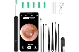 BUTBU Ear Wax Removal Kit, Ear Cleaner with Camera, 1080P HD ear Scope with LED Light, ear-Cleaning Kit With 7 Ears Spoon, Suitable for iOS and Android Smart Phones (Black)