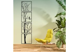 Luccyle Groß 4 Stück Wanddeko aus Metall,Wandkunst Metall Baum 4 Paneele,modern, Metall,Spring, Baum