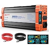 Inverter Voltage Converter 12 V to 230 V Pure Sine Wave Inverter 3000 W Inverter with EU Sockets, USB Output and LCD Display 
