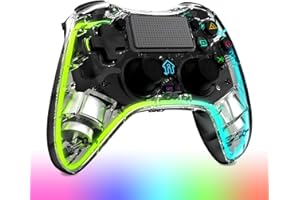Shiptree Manette sans Fil pour PS4, Wireless Controller Compatible with ps-4/Pro/Slim/PC avec Turbo, Macro M1/M2,Lumière LED,Touch Panel, 6-Axis Gyro Sensor, Dual Vibration, Prise Audio 3,5 mm (Black)