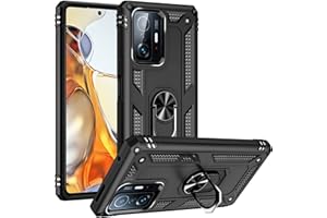 Fetrim Funda para Redmi Note 11T 5G, Carcasa Shock Absorción de TPU y PC con Anillo de rotación Soporte para Redmi Note 11T 5G/Redmi Note 11 5G/Poco M4 Pro 5G Negro