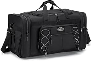 BAGZY Torba podróżna, 65 l, składana torba podróżna, sportowa torba na siłownię, torba weekendowa, torba na bagaż podręczny, bagaż podręczny, na noc, ApureBlack (70L), 65 x 30 x 35 cm