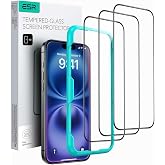 ESR Pack of 3 Screen Protector for iPhone 16/iPhone 15, Alignment Frame | Military Grade, 9H Tempered Glass, Anti-Scratch, Fu