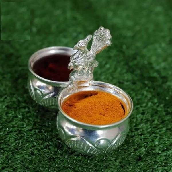 Buy Gifts Paradise German Silver 3 Cups Kumkum Holder | Haladi