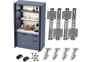 DOLENOR Cabinet Pocket Door Slide Hinge Kit for Inset Application, Pivot Pocket Door Slides for Cabinet wiht Hinges, Pivot Sliding Door Runners Hardware System for Cabinet Doors (4, 16"/400mm)