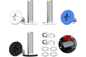 KUNXING Śruby do tablicy rejestracyjnej, śruby do tablicy rejestracyjnej, śruby do tablicy rejestracyjnej, motocykla, zestaw śrub ze stali nierdzewnej, z kołnierzem do motocykla, motoroweru, skutera (6 szt