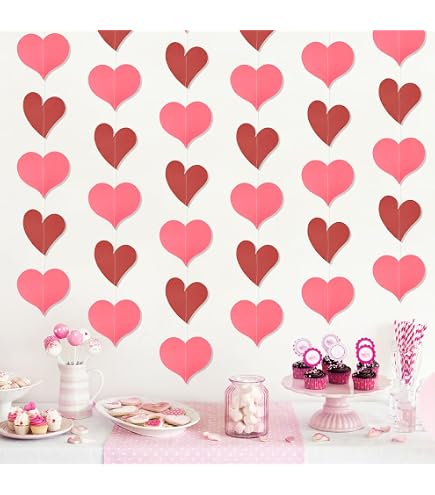 FOIMAS Ghirlanda Di Carta A Forma Di Cuore Arcobaleno - 6 Pezzi Da 18 Metri Per Decorazioni Feste (Compleanno, Matrimonio, Addobbi) - 2