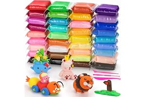 ‎QMAY QMay Modelliermasse Lufttrocknend, 36 Farben Lufttrocknender Ton Magischer Knete, Modelliermasse für Kinder, Geschenk für Jungen und Mädchen im Alter von 3-12 Jahren