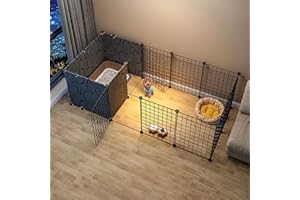 KATHSON Kathon DIY Pet Playpen,16 Panels Portable Metal Wire Yard Fence , Rabbit , Guinea Pig Cages, Ferret,Puppy, Kitten Small Animal Playpen for Indoor and Door Exercisen Use (Black)