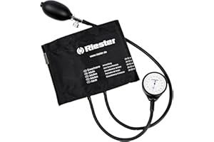 Riester - Sfigmo Exacta sfigmomanometro palmare in metallo a 2 tubi, con manometro analogico, quadrante ampio, per adulti, misurazione pressione sanguigna arteriosa minima e massima, 32750