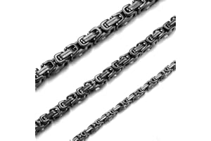RWQIAN Herren Königskette Kette Männer Wikinger Halskette Byzantinische Plattenkette Edelstahl Silber/Schwarz/Gold 50-70CM