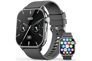 MFVLP Smartwatch Damen Herren, 1,85" HD AMOLED Touch Fitnessuhr mit Bluetooth-Anrufe,120+Sportmodi Fitness Tracker mit Puls-SpO2-Schlaf-monitor, IP68 Wasserdicht Sportuhr für Android iOS, Schwarz