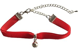 dunns-jewels Classic 10mm Gothic Velvet choker in Red with a 8mm jingle bell