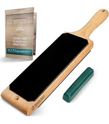 QWORK Abziehleder Für Messer - Doppelseitig 178x52mm Mit Polierpaste | Körnung 320