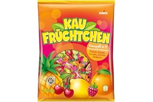‎BUNTE WELT Kaufrüchtchen – 1 x 425g – Kaubonbons in fünf fruchtigen Geschmacksrichtungen
