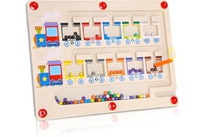 RZMZBY Labyrinthe magnétique, Montessori magnétique, Couleurs et Chiffres, Jeu magnétique de sélection des Couleurs pour Les Enfants de 2-6 Ans (Train)