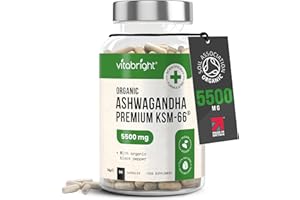Ashwagandha KSM 66 Root Extract Capsules | 3 Month Supply | 5500mg | Organic Ashwagandha High Strength Powder | Clean Formula Pure Herbal Supplements for Women & Men | VitaBright UK
