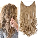 SEGO Extension con Filo Invisibile Capelli Biondi 60cm Fascia Unica Extensions Capelli Sintetici Mossi a Wire 120g - Biondo C
