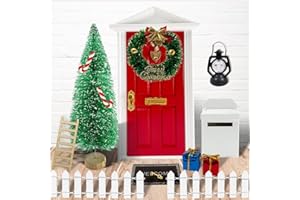 FANXIYA Wichteltür Weihnachten Set aus Hölz Nissedor Set Miniatur Wichtel Tür Weihnachten mit Zubehör Weihnachtswichtel Tür Set