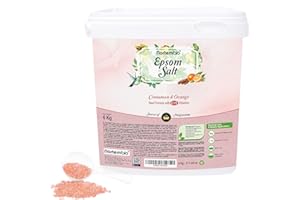 Nortembio Sali di Epsom 100% Fragranza Cannella e Arancia 6 kg – Fonte Naturale di Magnesio | Con Vitamina C ed E Idratante | Per Bagni Rilassanti, Spa e Cura della Pelle + E-Book Gratuito