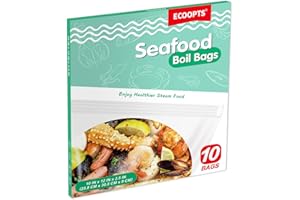 ECOOPTS 10 x Meeresfrüchte-Kochbeutel, mittelgroß, für Fisch, Krabben, Garnelen und Gemüse, Koch- und Aufbewahrungsbeutel (M)