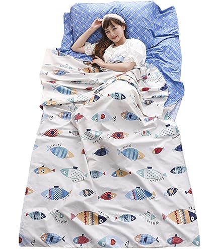 Sacco Lenzuolo Cotone 100% Azarxis | Sacco A Pelo Da Viaggio Per Campeggio, Hotel, Treni | Igienico E Traspirante - Foto 12