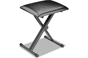 ‎MAMIZO MAMIZO Keyboard Hocker Höhenverstellbare, Klavierhocker X-förmiger, Klappbare Keyboardhocker, Gepolsterte Keyboardbank, Klavierbank aus Kunstleder, Schwarz