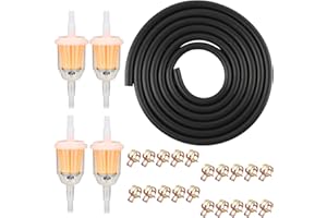 RAFIYU Tubo Benzina Kit Ø 5 mm, 2 m Tubo Carburante con 4 filtro benzina 5 mm/8 mm e 20 Fascette Stringitubo per Auto, Moto, Scooter, Tosaerba, Decespugliatore, Motore Minimoto