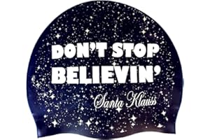 SWIMXWIN cuffia in silicone da nuoto piscina NATALE idea regalo DON'T STOP BELIEVIN' (trad NON SMETTERE DI CREDERE) Santa Klauss