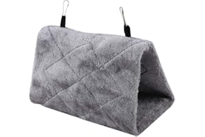 Tbest Vogel-Hängekäfig, Weiches Plüsch-Hängematten-Hängekäfig-Zelt für Vögel, Papageien, Winter, Warmes Bett, Haustierspielzeug (Grau)